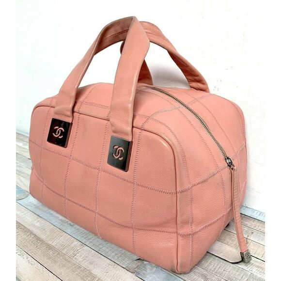 AUTHENTIC CHANEL CAVIAR PINK STITCH LEATHER MEDIUM ZIP TOP SQUARE PURSE HANDBAG - Picture 5 of 11